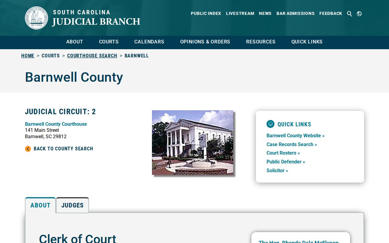 Barnwell County active warrant court and agency route