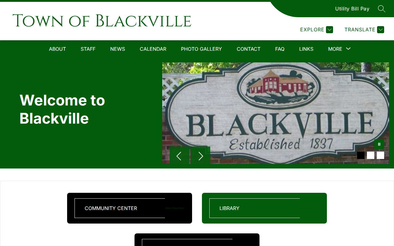 Blackville warrant records town hall address context
